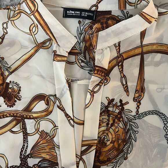 EUC- Bloom Chic Chain Print Blouse Sz 2XL - Picture 3 of 3